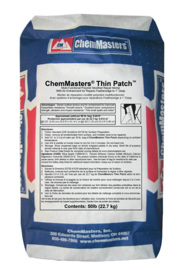 Rental store for ChemMasters’ Thin Patch™ Polymer Modified Repair Mortar in Marquette MI