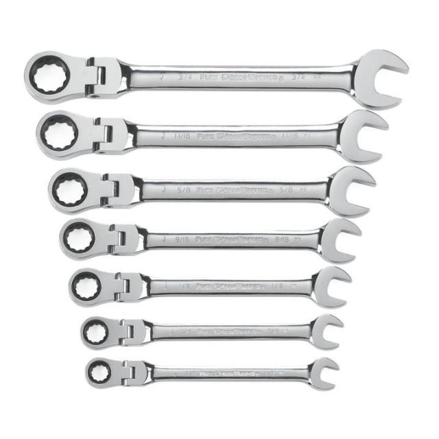 Rental store for 7 Pc. 72-Tooth 12 Point Flex Head Ratcheting Combination SAE Wrench Set in Marquette MI