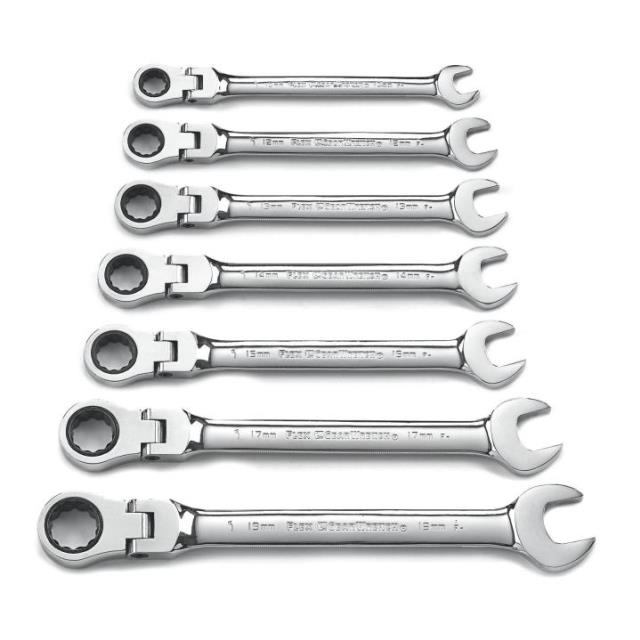 Rental store for 7 Pc. 72-Tooth 12 Point Flex Head Ratcheting Combination Metric Wrench Set in Marquette MI