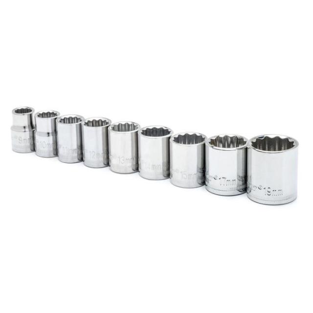 Rental store for 9 Pc. 3 8  Drive 12 Point Standard Metric Socket Set in Marquette MI