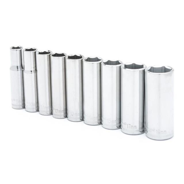 Rental store for 9 Pc. 3 8  Drive 6 Point Deep Metric Socket Set in Marquette MI