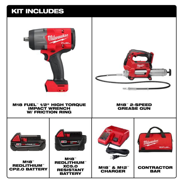 Rental store for M18 FUEL™ 1 2  HTIW w  Friction Ring   Grease Gun Combo Kit in Marquette MI